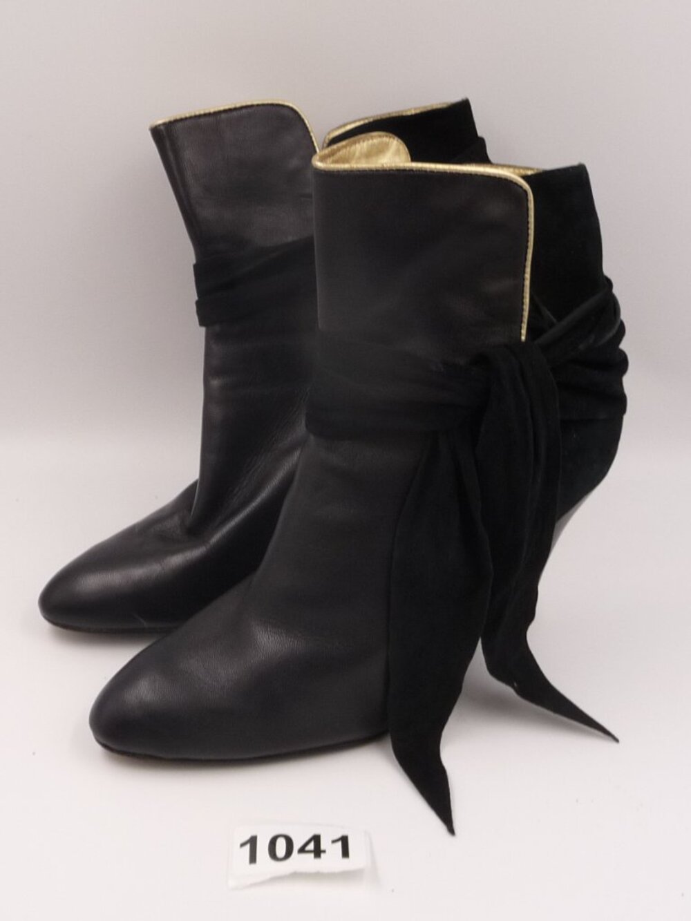 ALDO Black Leather Pointed Toe Stiletto Tie Ankle Boots Size EU41